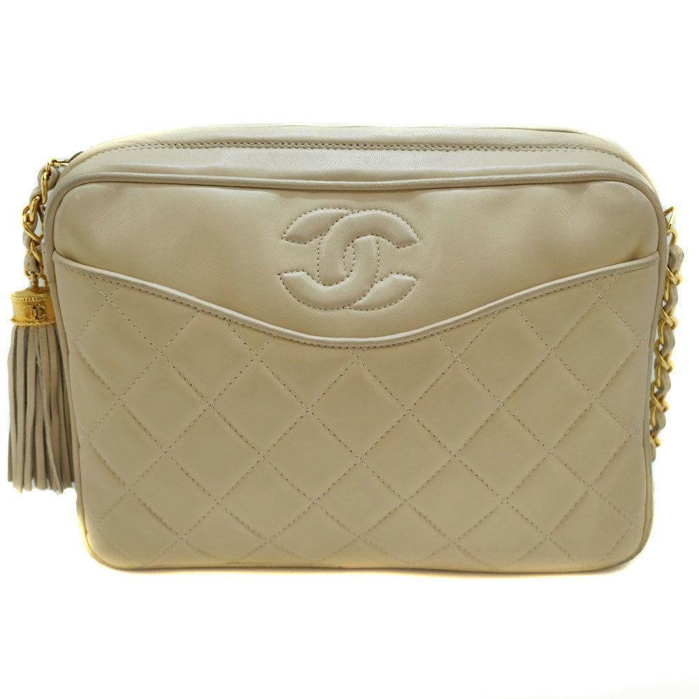 Chanel Beige Bag Chain Gold Metal Fittings